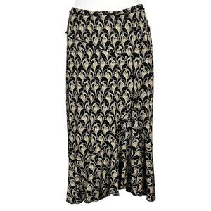 MAX STUDIO Asymmetrical Ruffled Hem Hi-Low Stretch Jersey Maxi Skirt